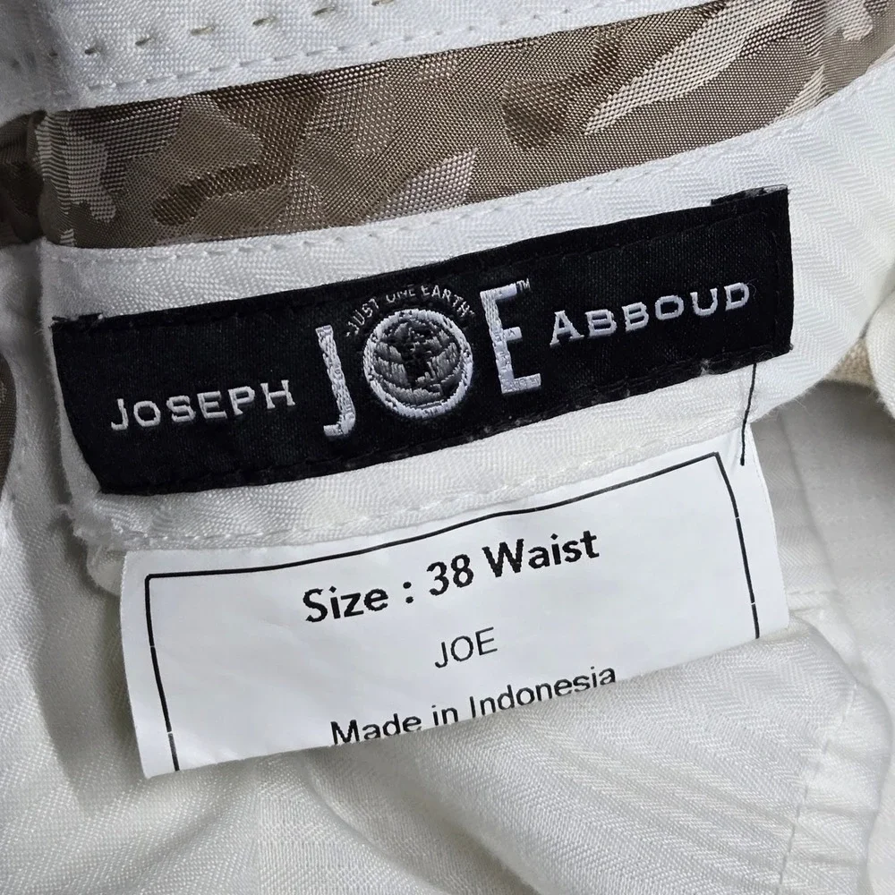 Joseph Abboud Mens Beige 100% Linen Flat Front Trousers Pants 38 Waist